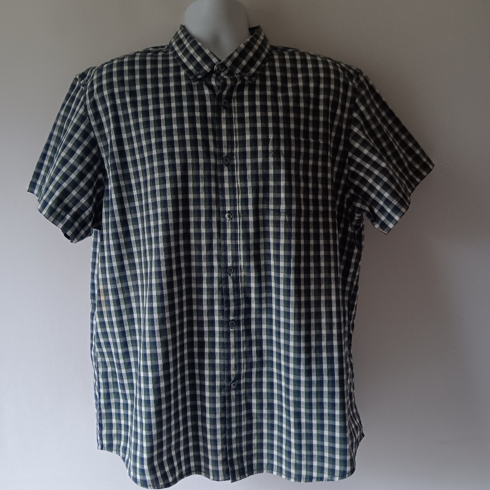 Simply Styled men's multicolored plaid short-sleeve button down shirt size XL